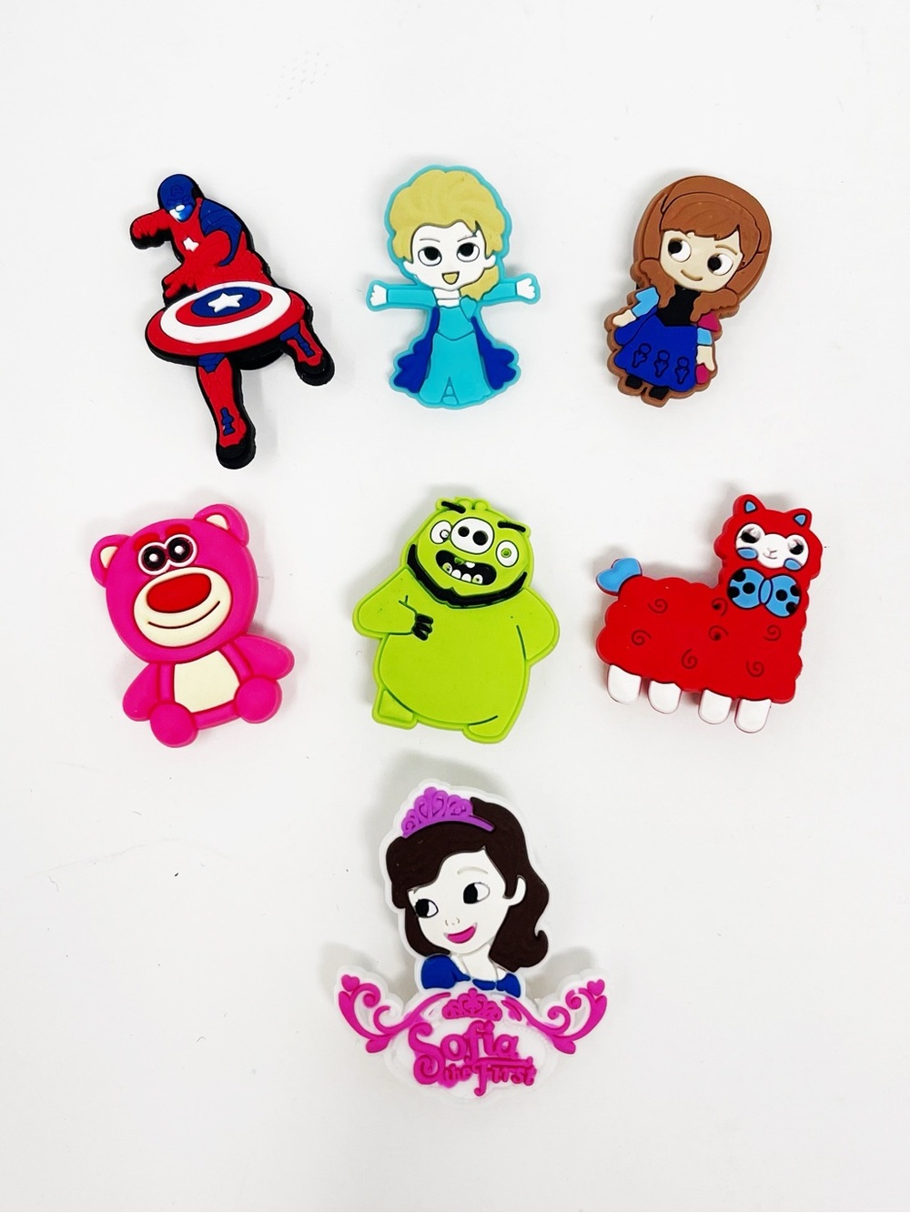 Lot of 7 Shoe Charms for Crocs 3D Cartoon Character Set Shoe Accessories